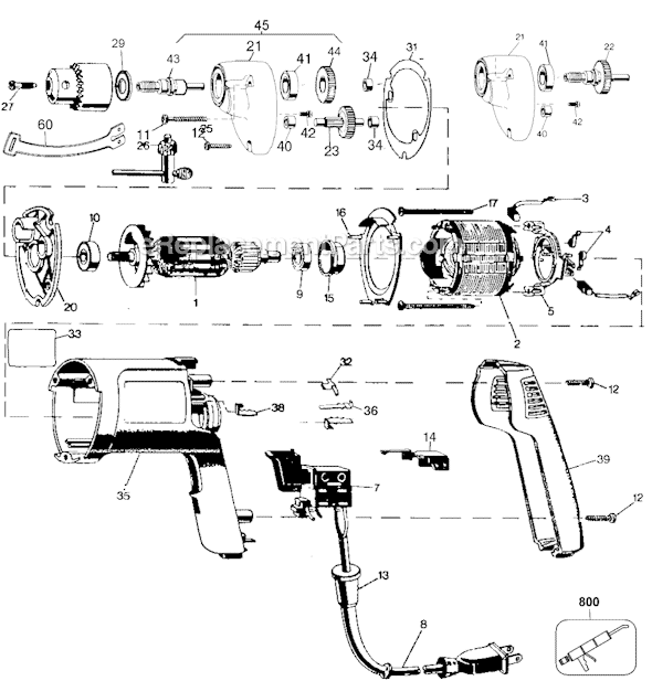 Page A Diagram and Parts List for 1046 Type 101 Black and Decker Electric Drill